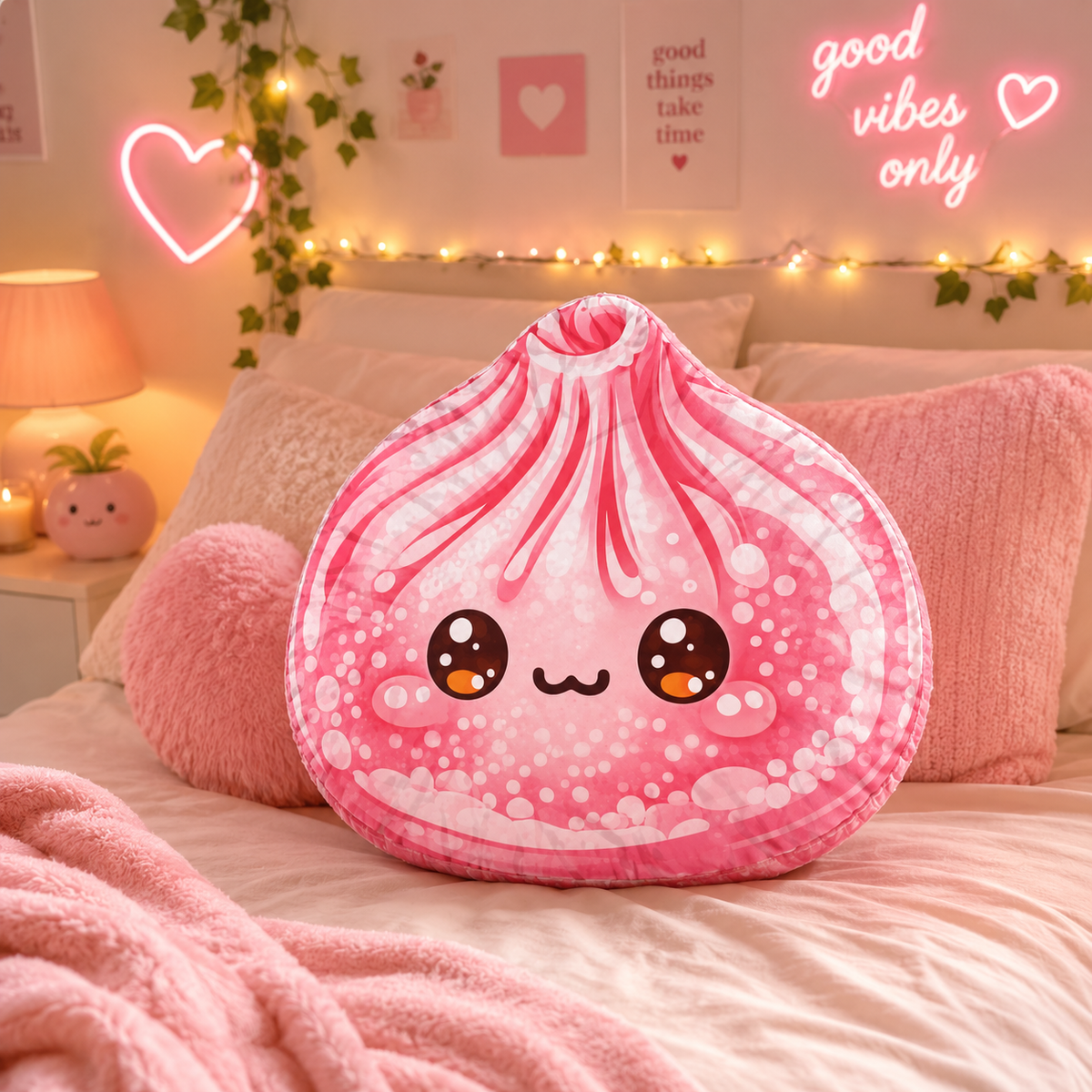 Kawaii Pink Bubble Candy Shaped Pillow