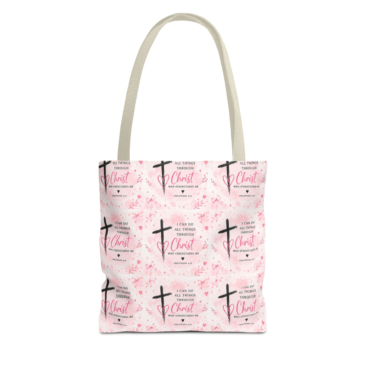 Faith Cross Pink Pattern Tote Bag