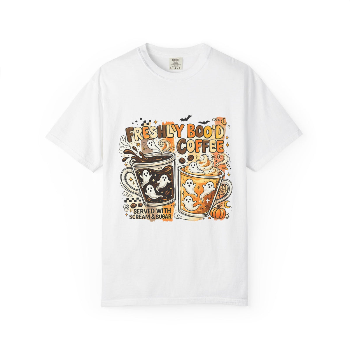 Coffee Tee — "Freshly Bood Coffee" Cute Ghost Latte Graphic T-Shirt