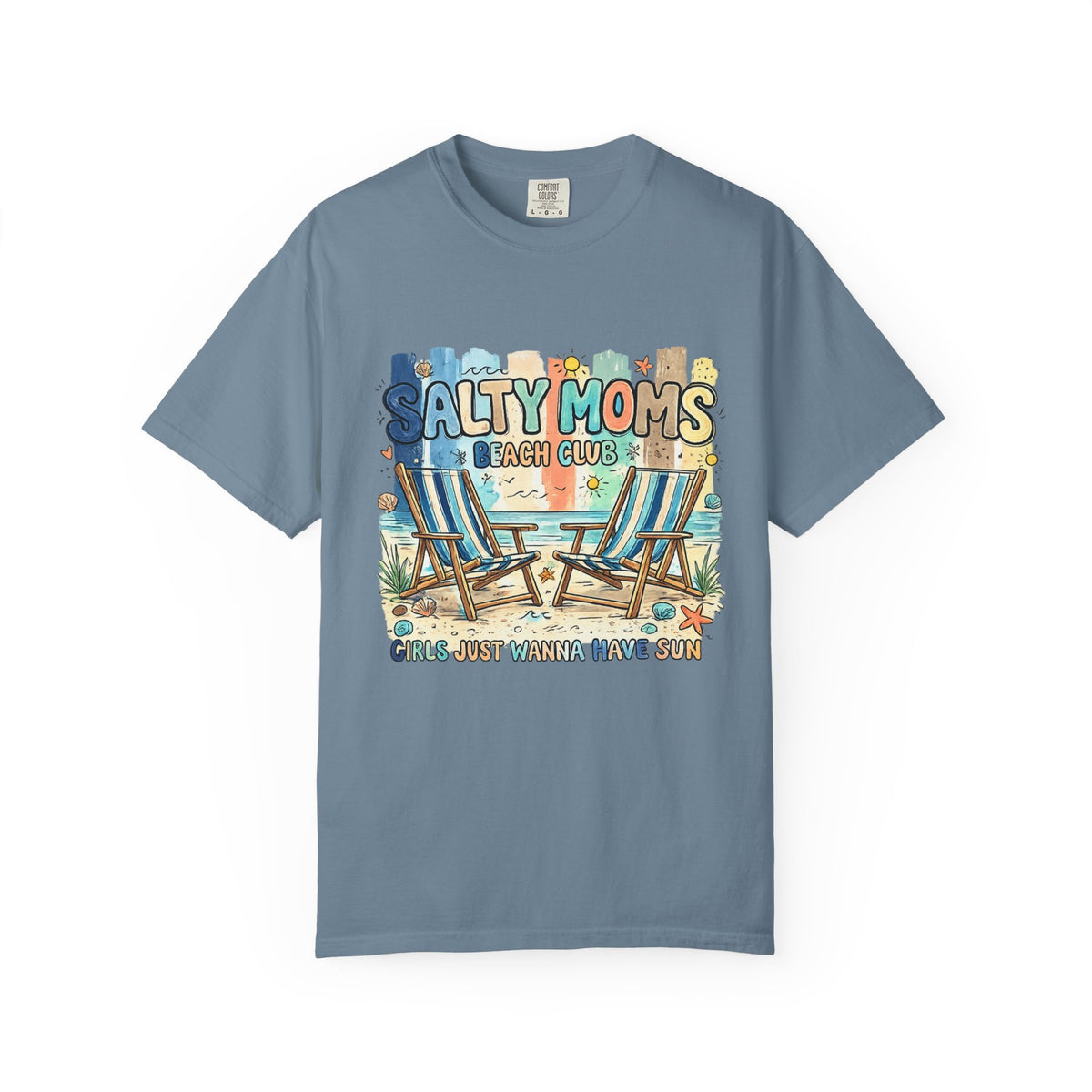 Salty Moms Beach Club T‑Shirt — 'Girls Just Wanna Have Sun' Casual Tee