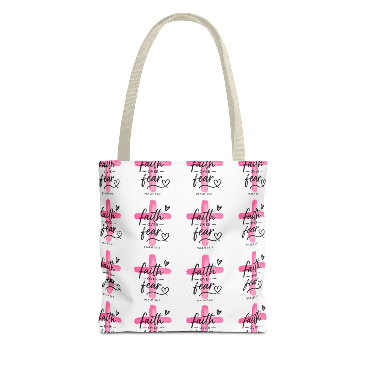Faith Over Fear Pink Ribbon Tote Bag