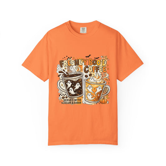 Coffee Tee — "Freshly Bood Coffee" Cute Ghost Latte Graphic T-Shirt
