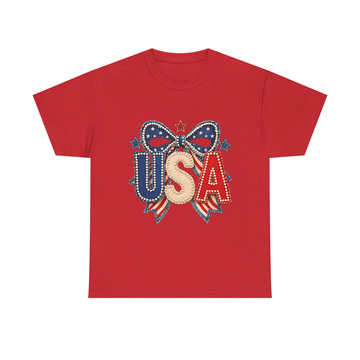 USA Patriotic Tee — Red White Blue Bow Fourth of July Shirt