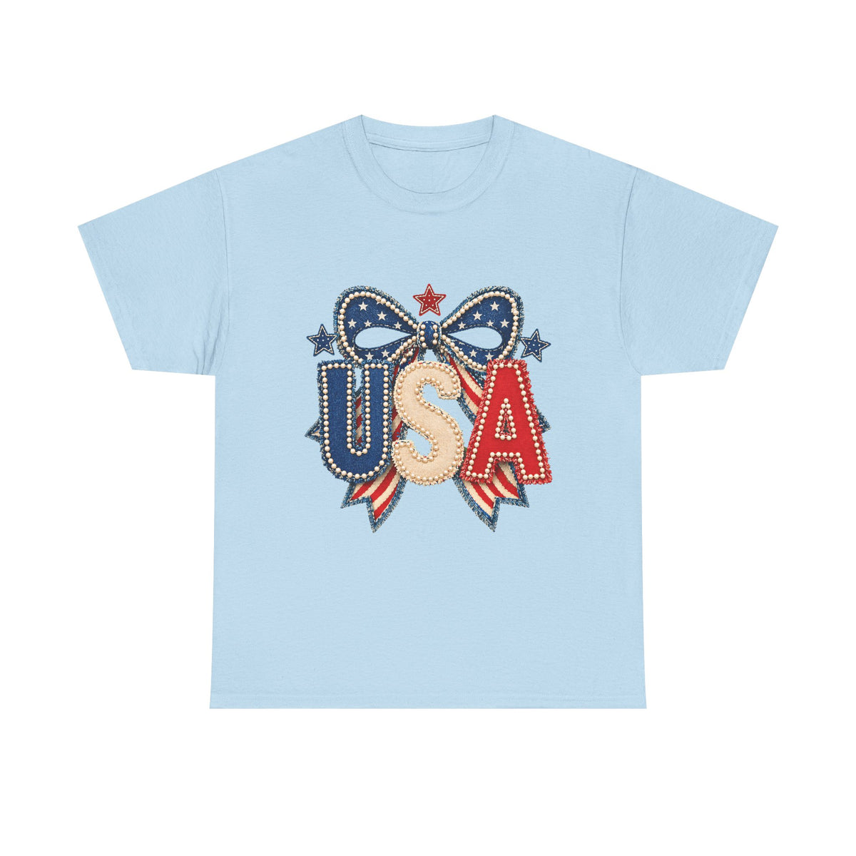 USA Patriotic Tee — Red White Blue Bow Fourth of July Shirt