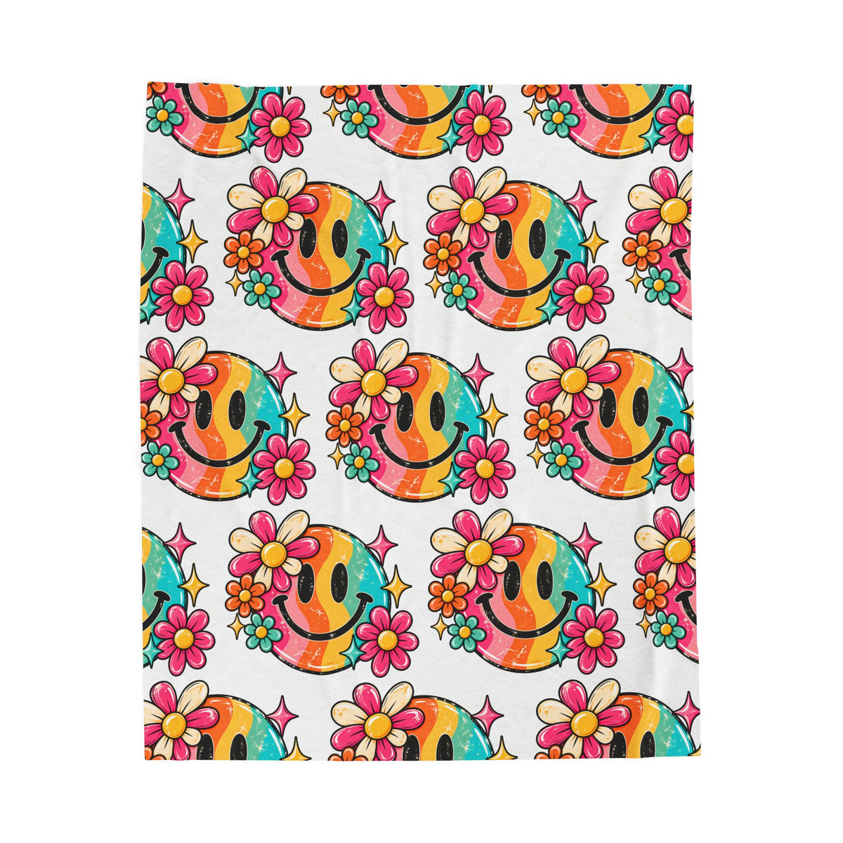 Smiley Flower Velveteen Plush Blanket