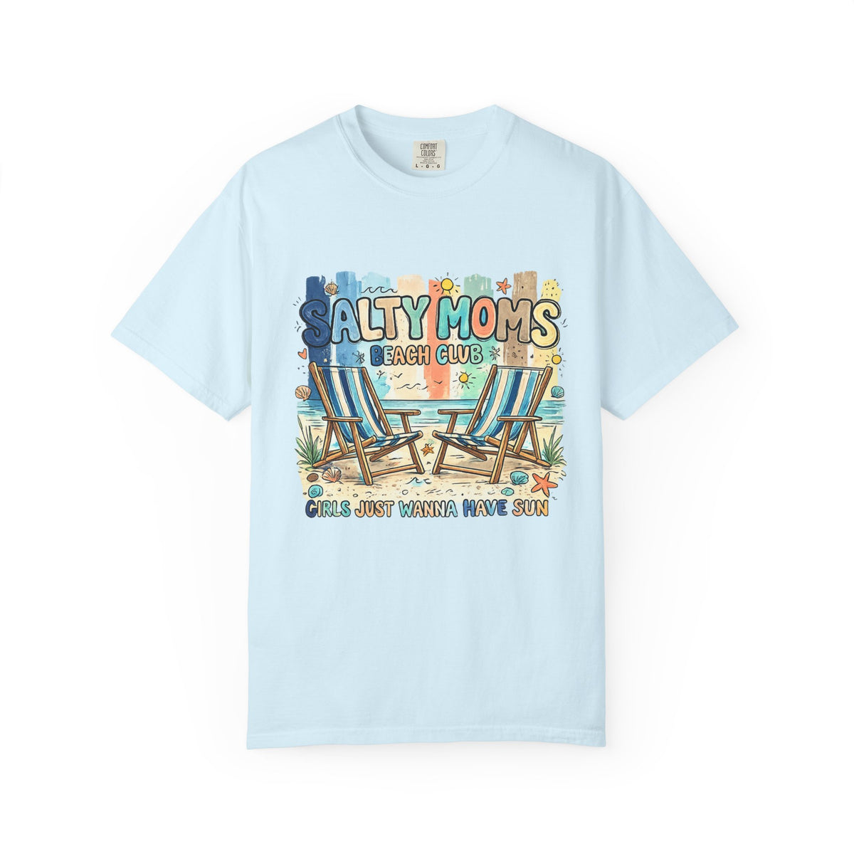 Salty Moms Beach Club T‑Shirt — 'Girls Just Wanna Have Sun' Casual Tee