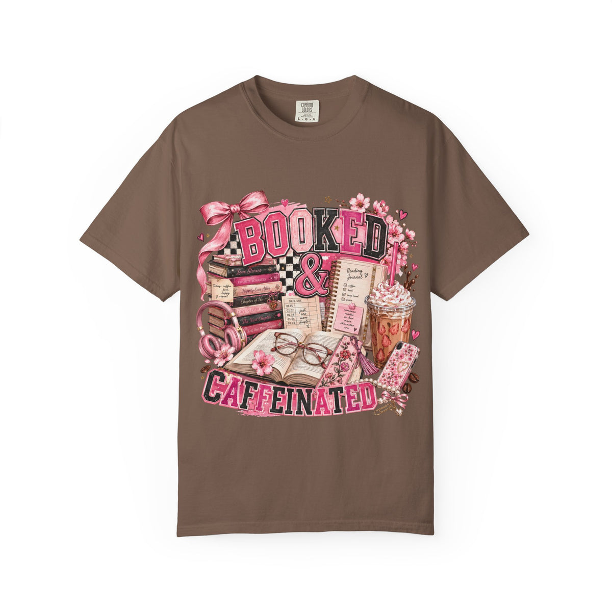 Booked & Caffeinated T-Shirt — Cozy Book Lover Coffee Tee