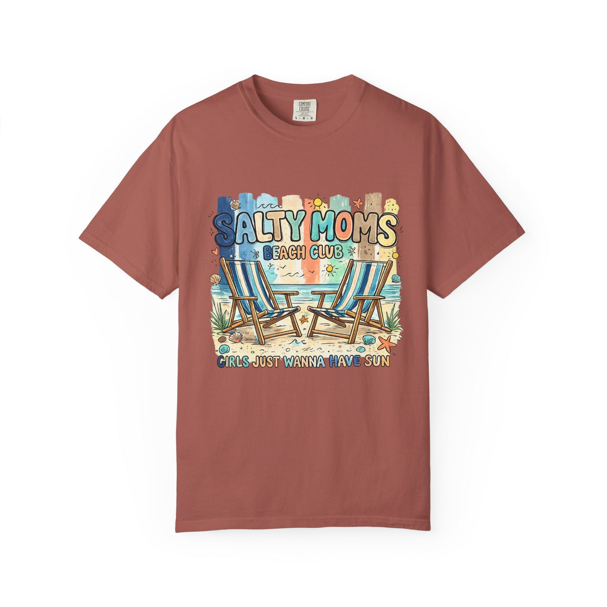Salty Moms Beach Club T‑Shirt — 'Girls Just Wanna Have Sun' Casual Tee