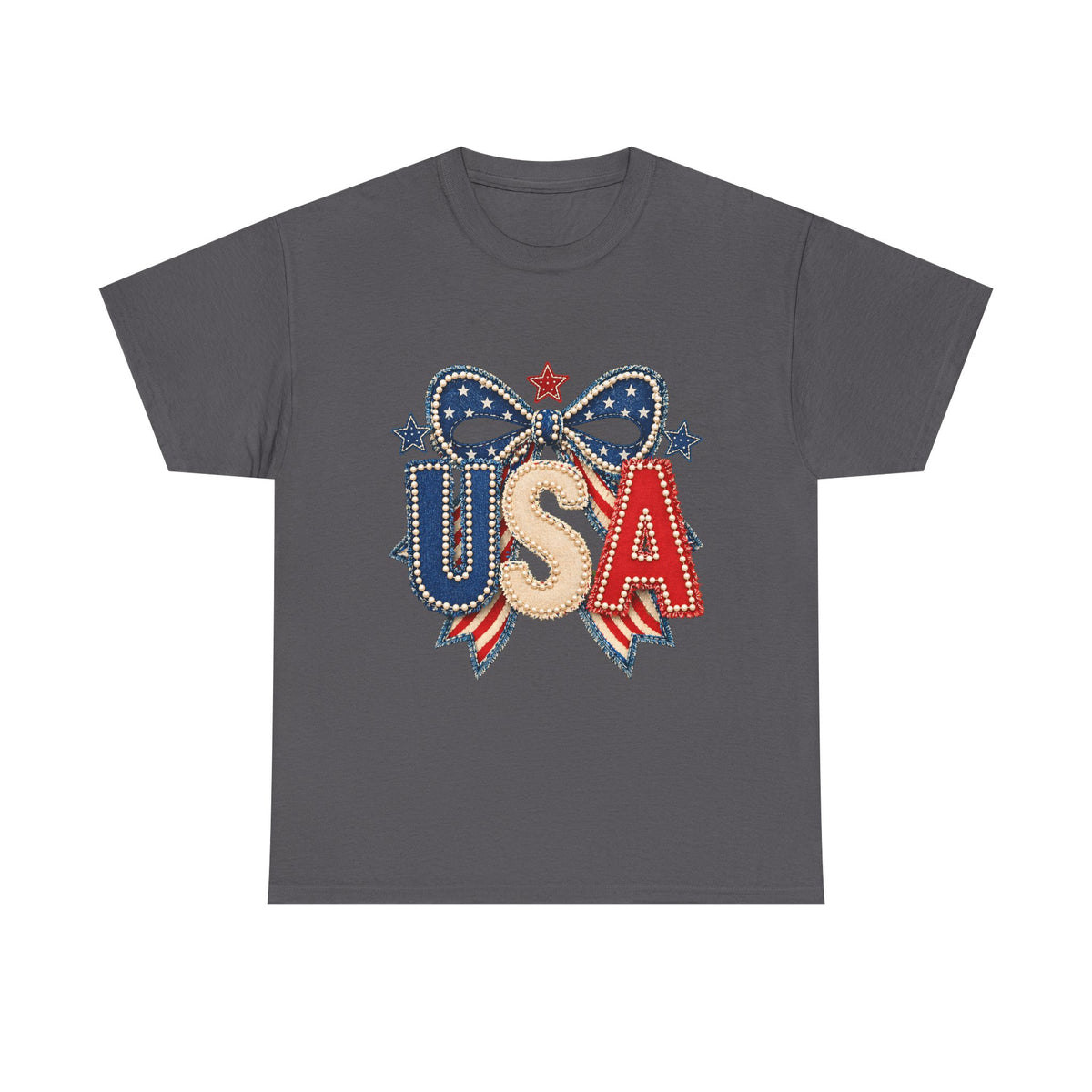 USA Patriotic Tee — Red White Blue Bow Fourth of July Shirt