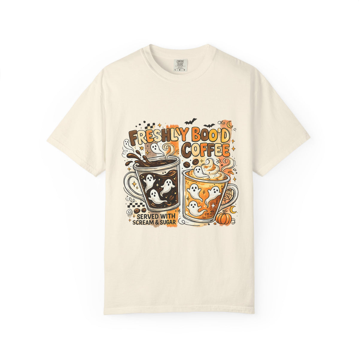 Coffee Tee — "Freshly Bood Coffee" Cute Ghost Latte Graphic T-Shirt