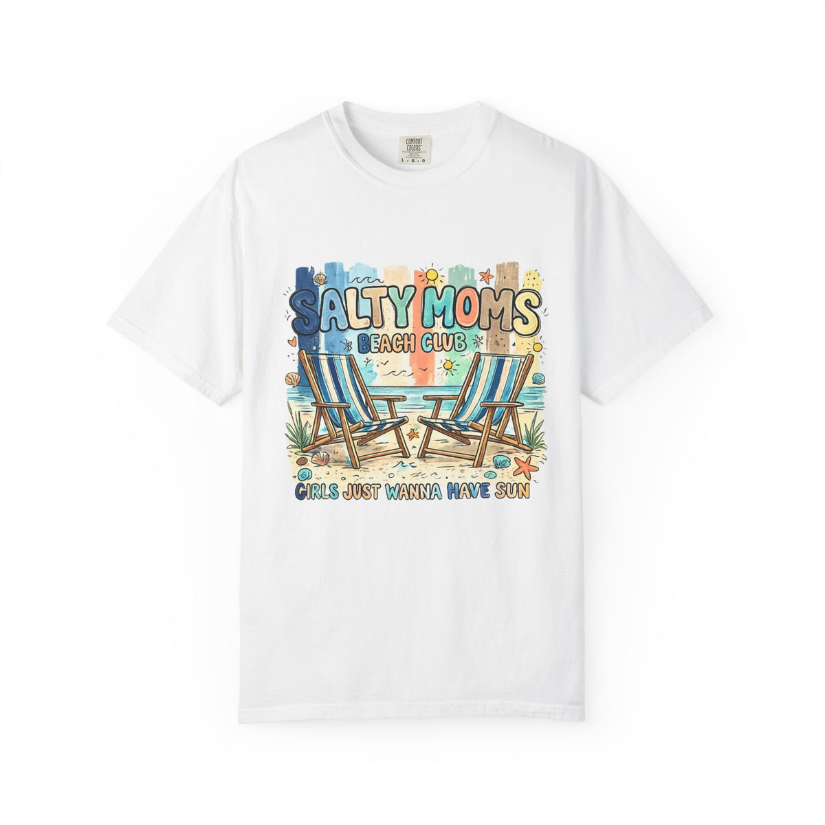 Salty Moms Beach Club T‑Shirt — 'Girls Just Wanna Have Sun' Casual Tee