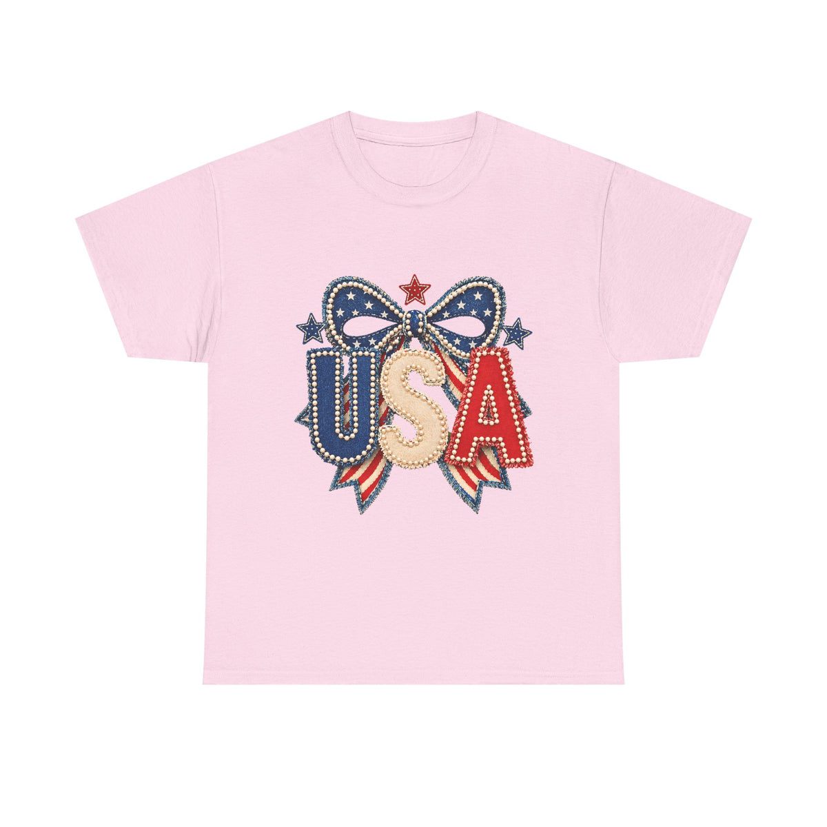 USA Patriotic Tee — Red White Blue Bow Fourth of July Shirt
