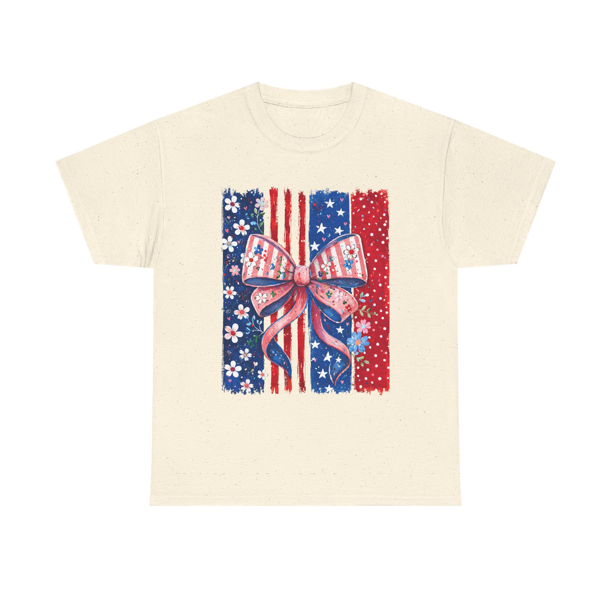 Patriotic Bow Tee – American Flag Red White Blue Stars & Stripes Shirt