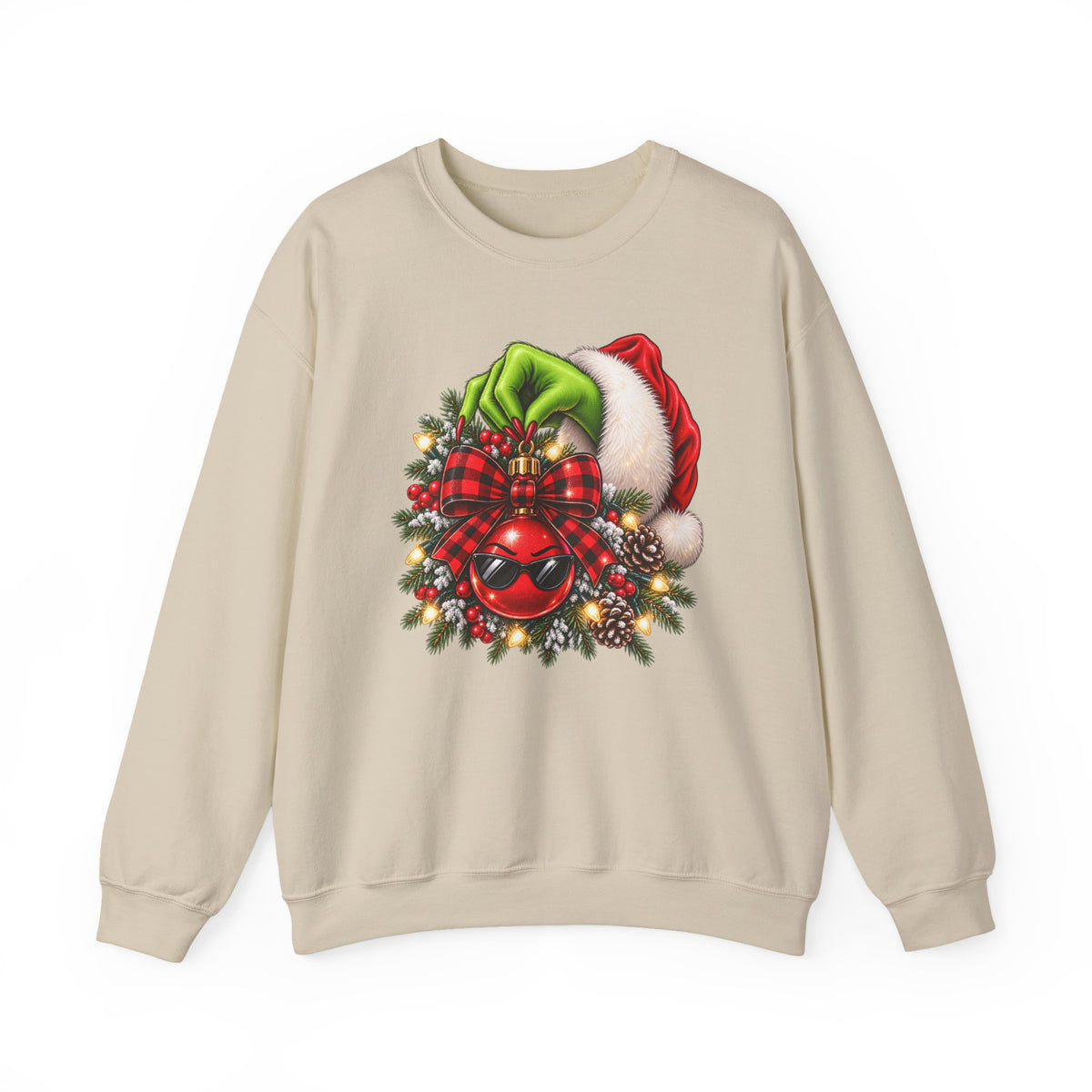 Grinch Santa Wreath Christmas Sweatshirt