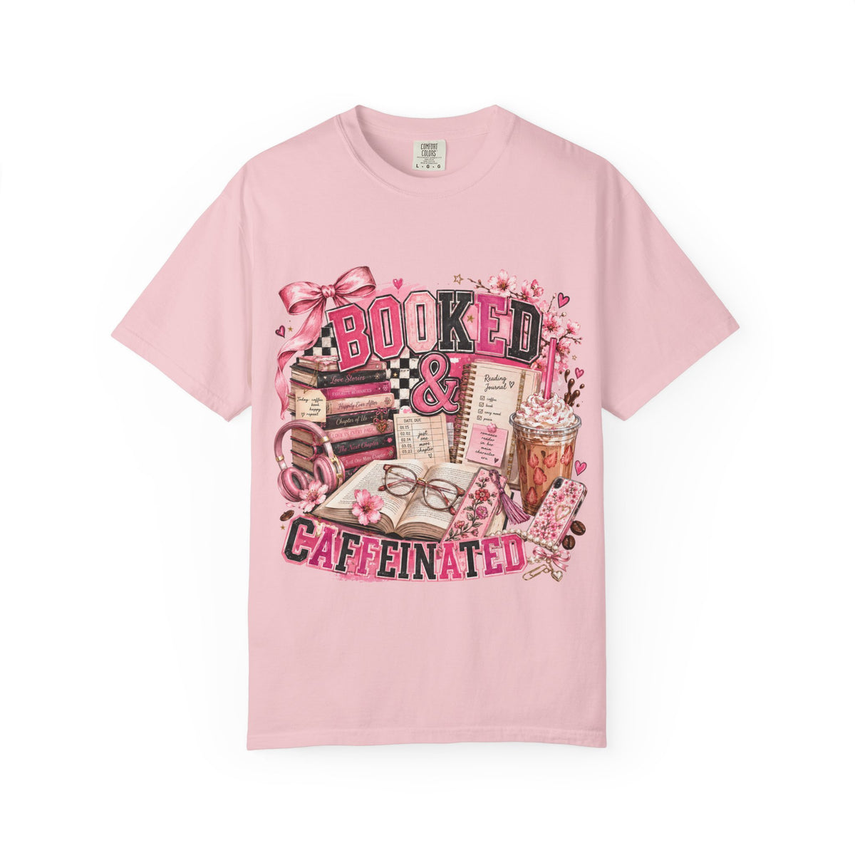 Booked & Caffeinated T-Shirt — Cozy Book Lover Coffee Tee
