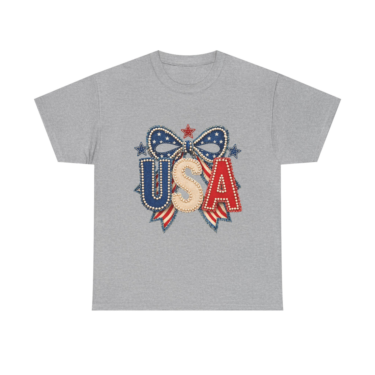 USA Patriotic Tee — Red White Blue Bow Fourth of July Shirt
