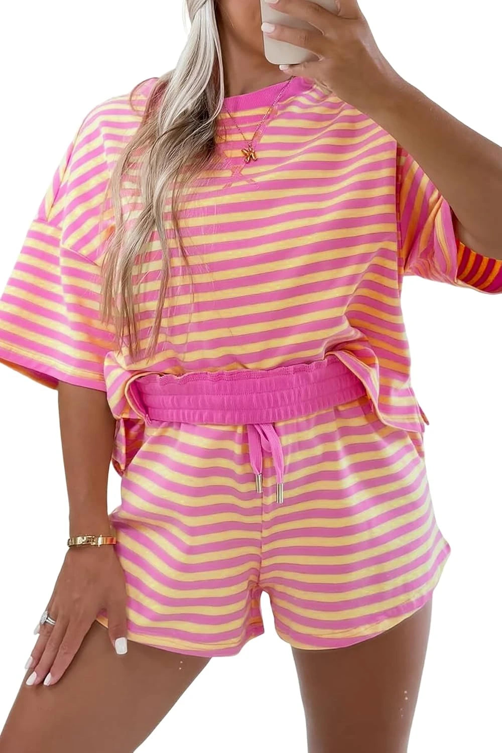 Striped Lightweight Cotton Lounge Set