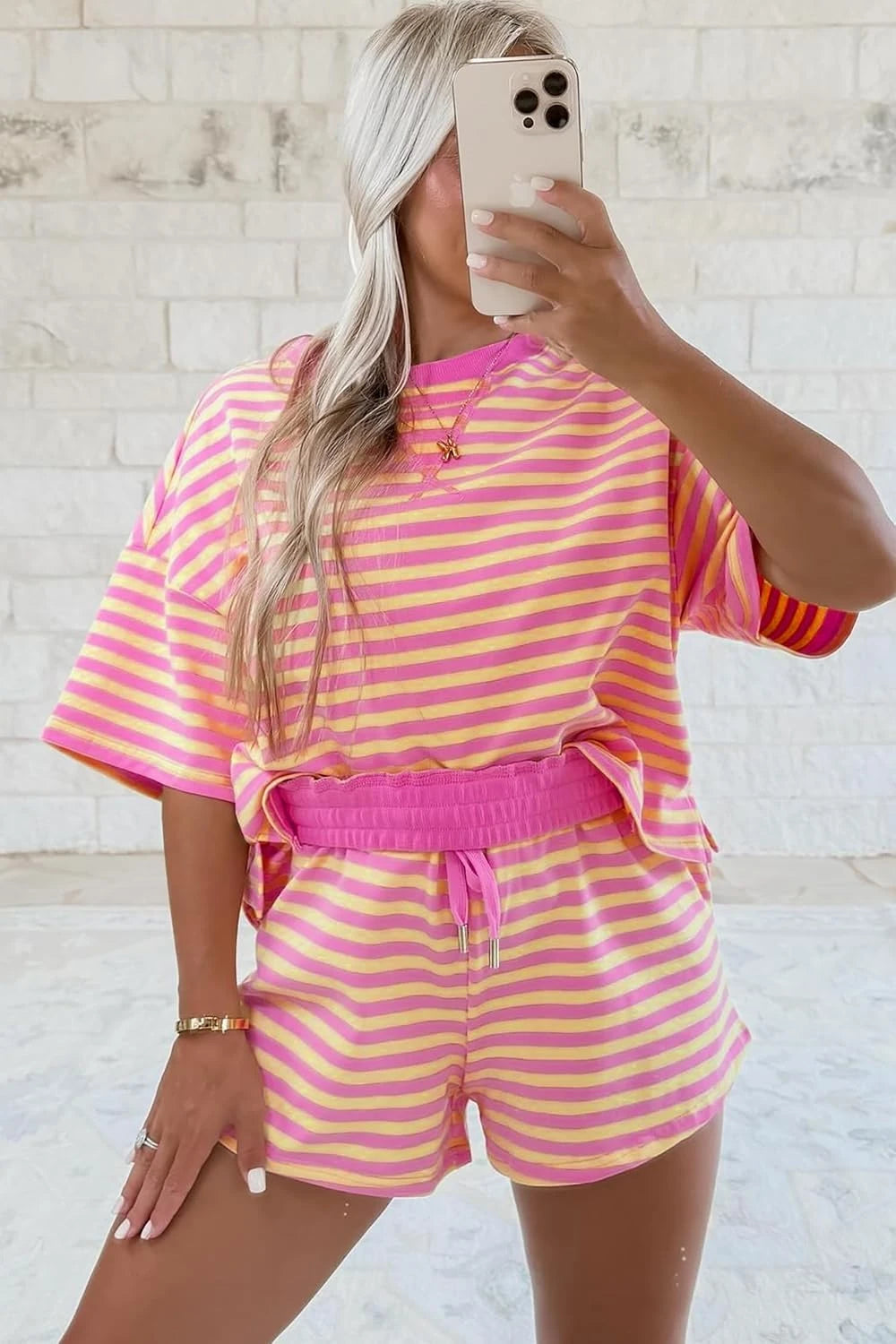 Striped Lightweight Cotton Lounge Set