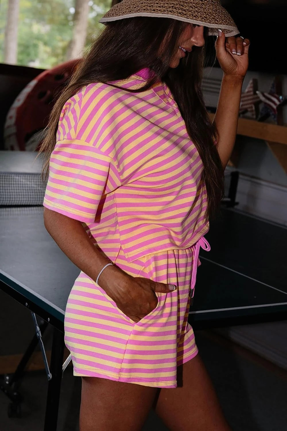 Striped Lightweight Cotton Lounge Set