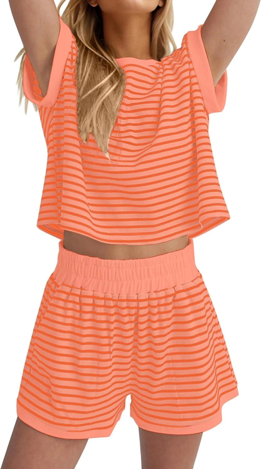 Ribbed Stripe Knit Loungewear Set