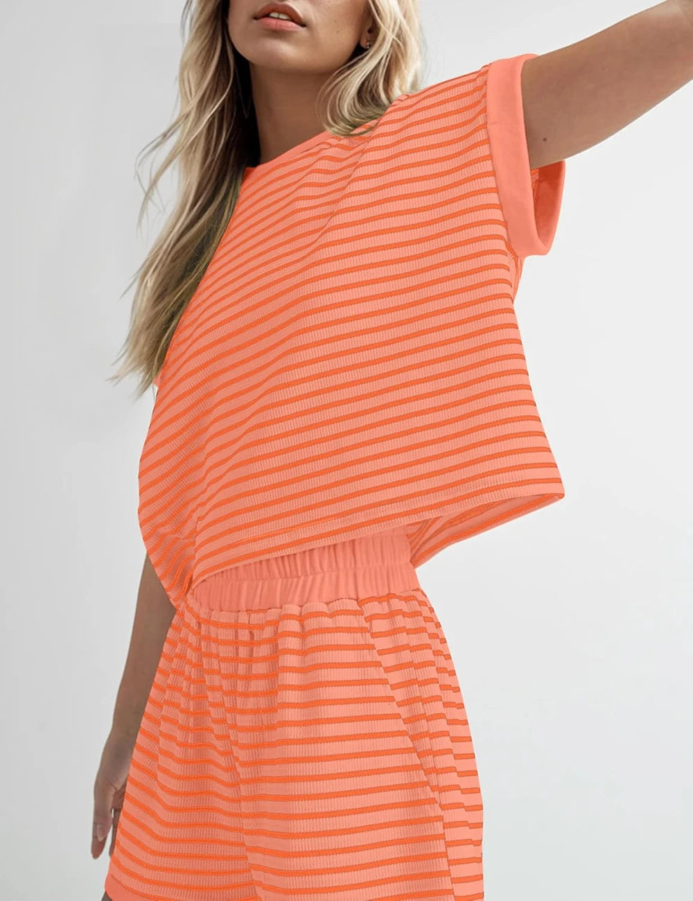 Ribbed Stripe Knit Loungewear Set