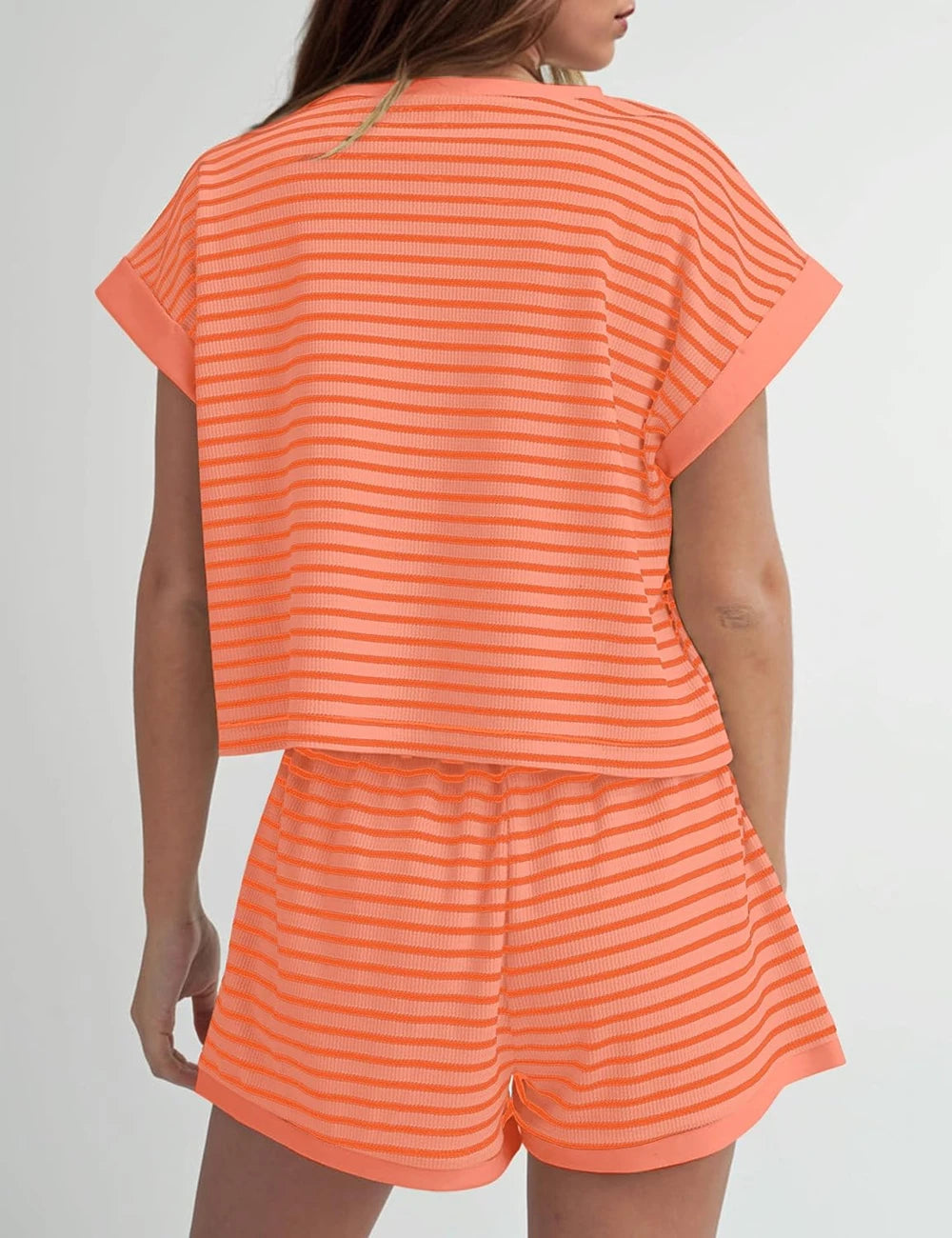 Ribbed Stripe Knit Loungewear Set