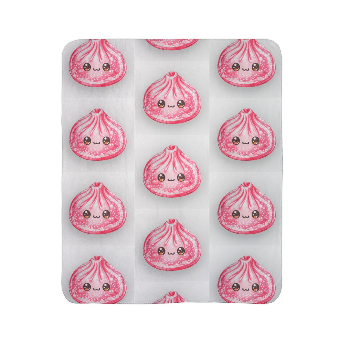 Kawaii Pink Dumpling Fleece Sherpa Blanket