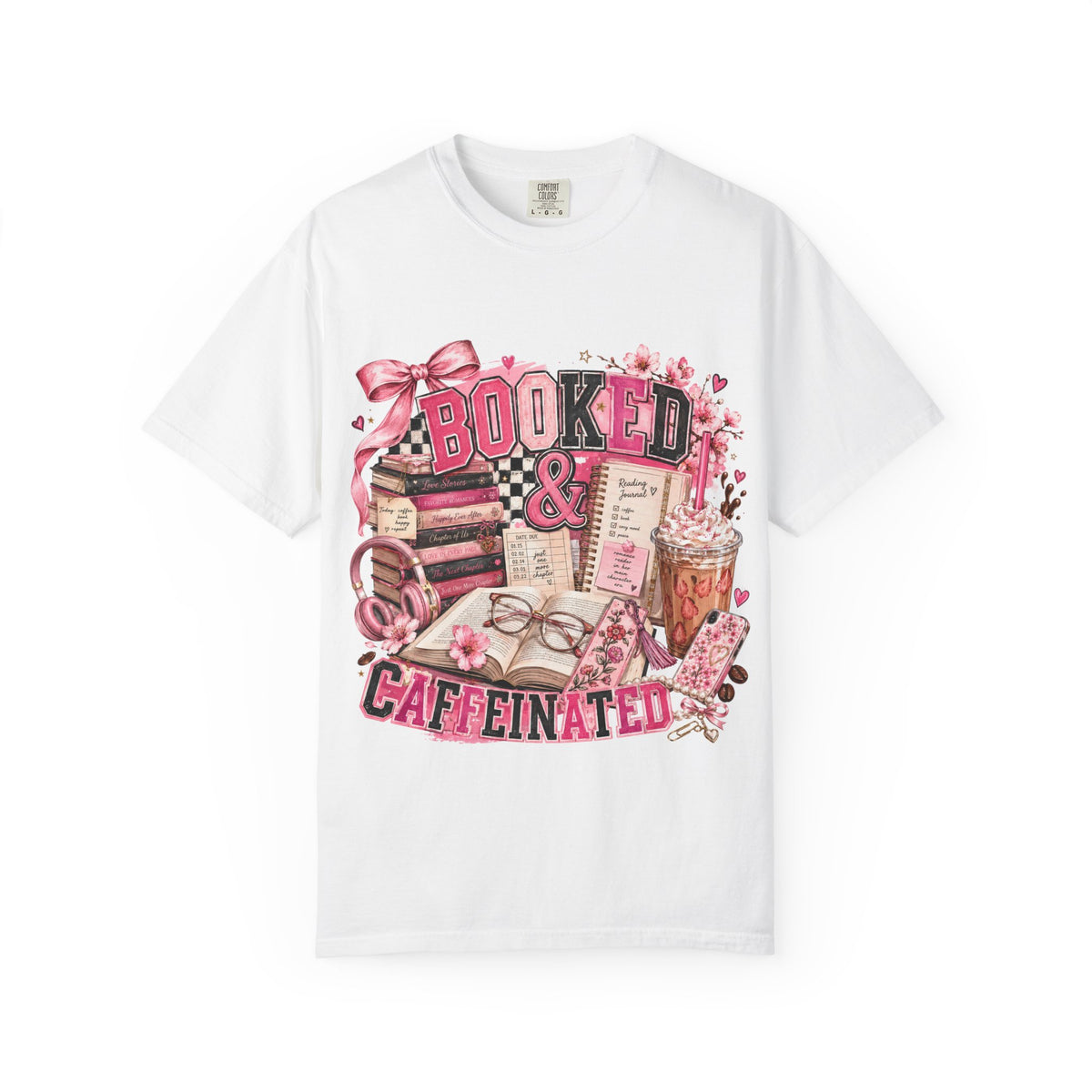 Booked & Caffeinated T-Shirt — Cozy Book Lover Coffee Tee