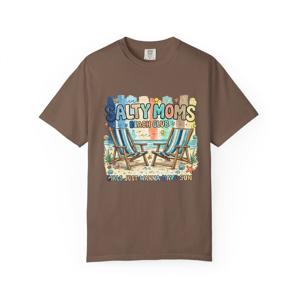 Salty Moms Beach Club T‑Shirt — 'Girls Just Wanna Have Sun' Casual Tee
