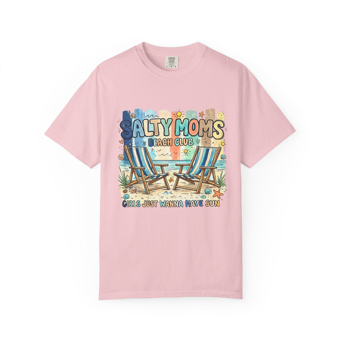 Salty Moms Beach Club T‑Shirt — 'Girls Just Wanna Have Sun' Casual Tee