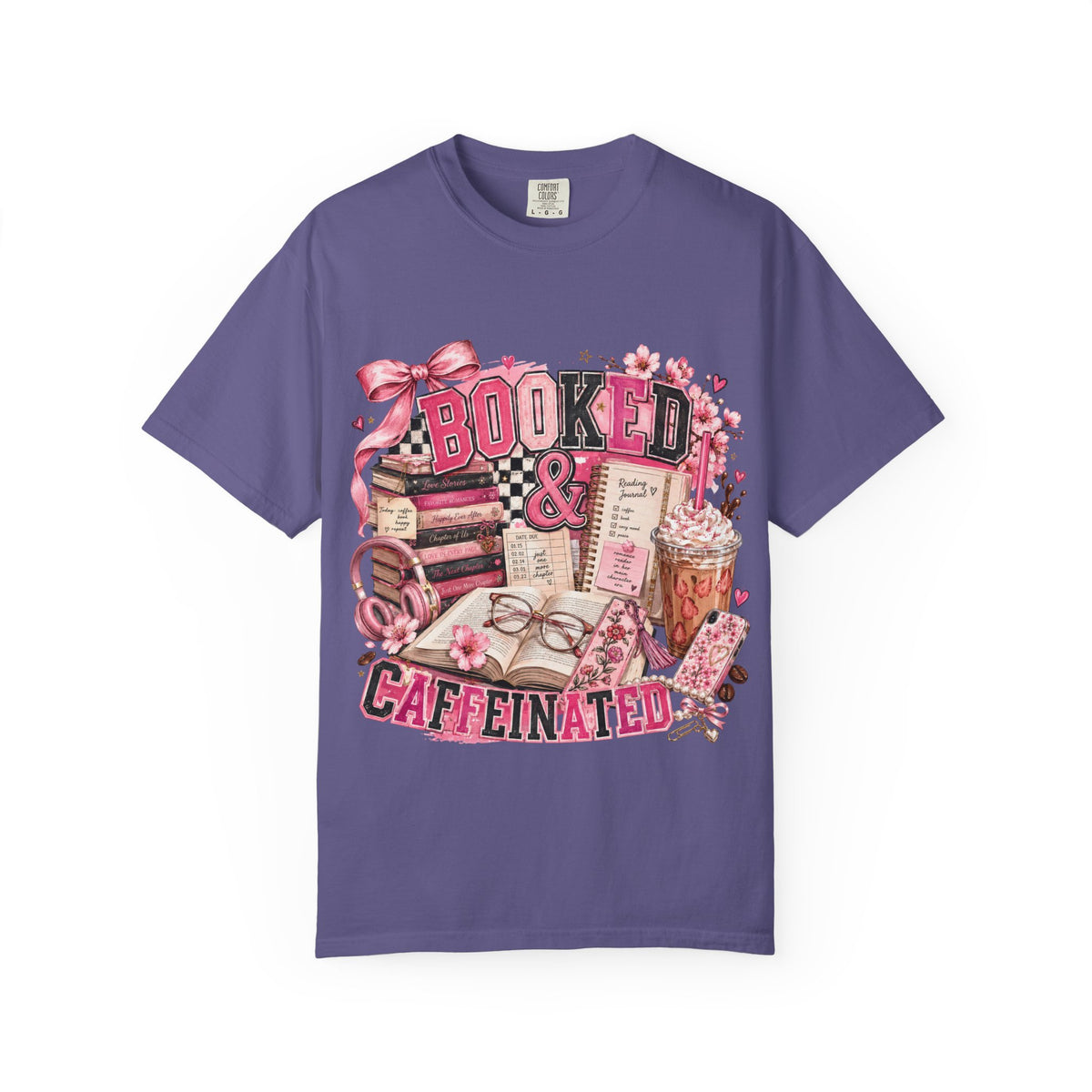 Booked & Caffeinated T-Shirt — Cozy Book Lover Coffee Tee