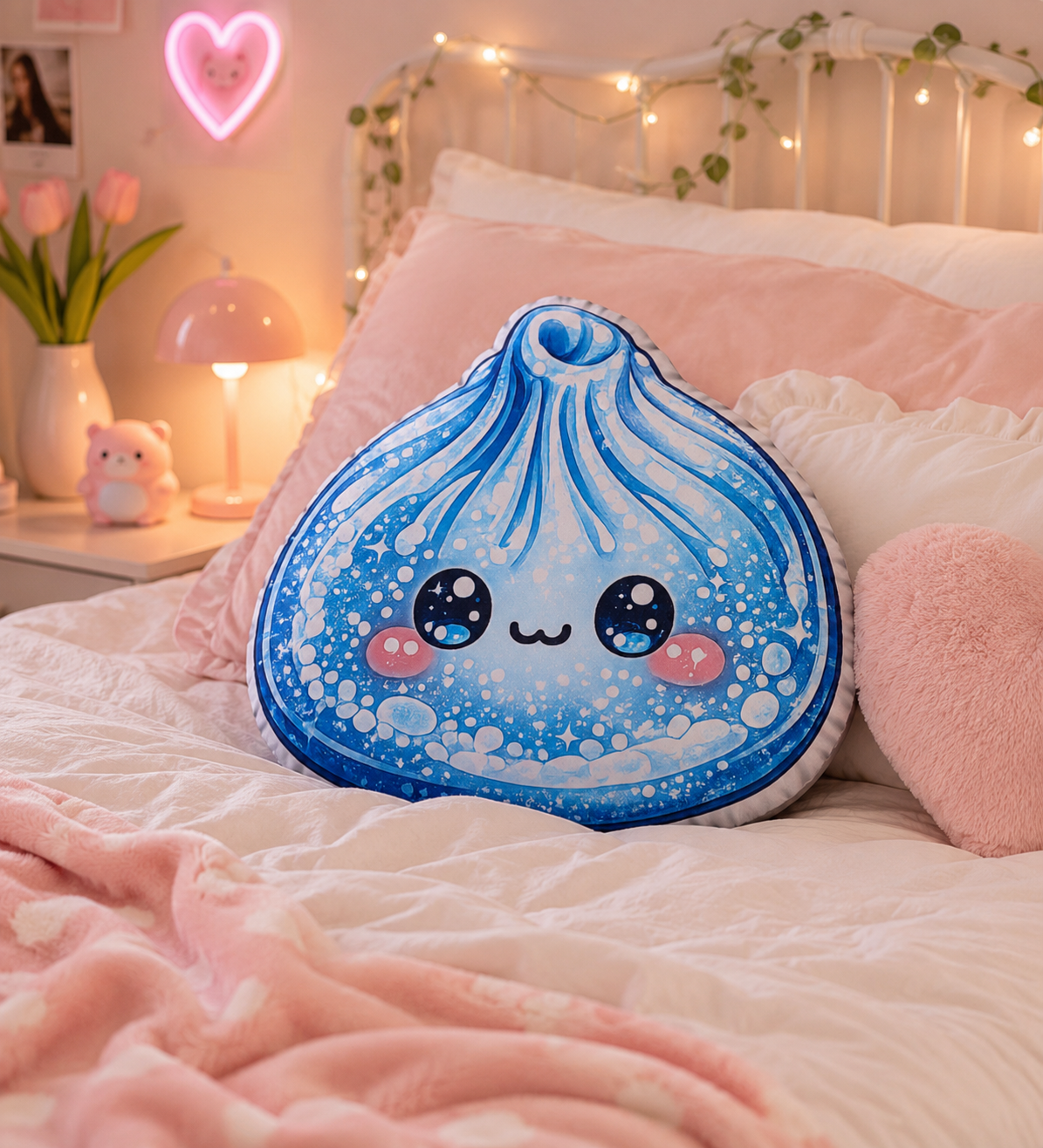 Kawaii Blue Dumpling Pillow
