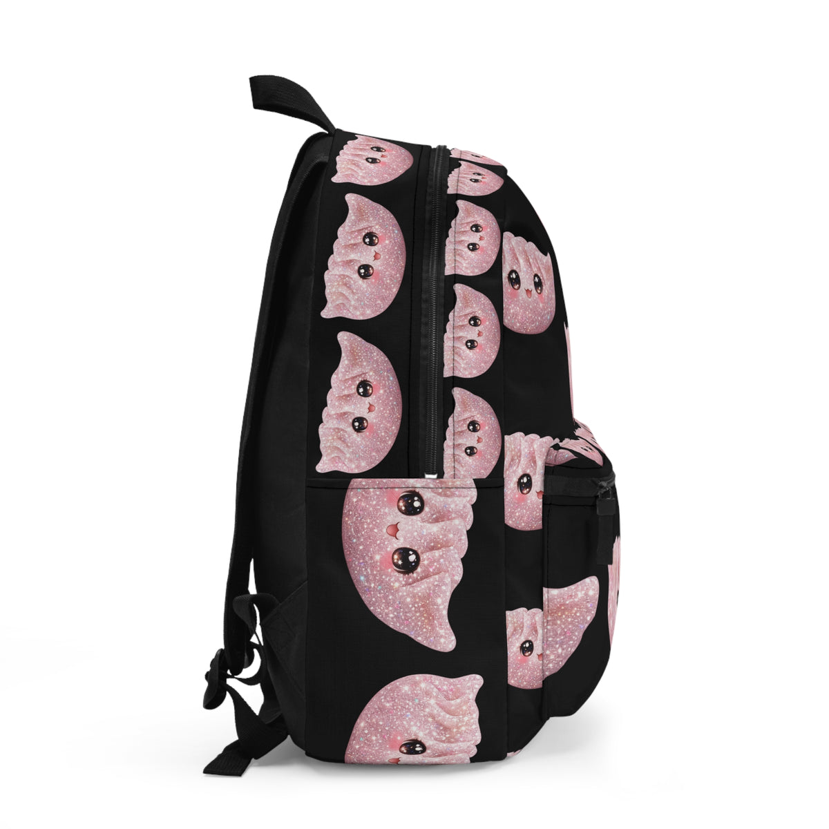 Cute Pink Dumpling Backpack — Kawaii Glitter Bao Pattern School Bag