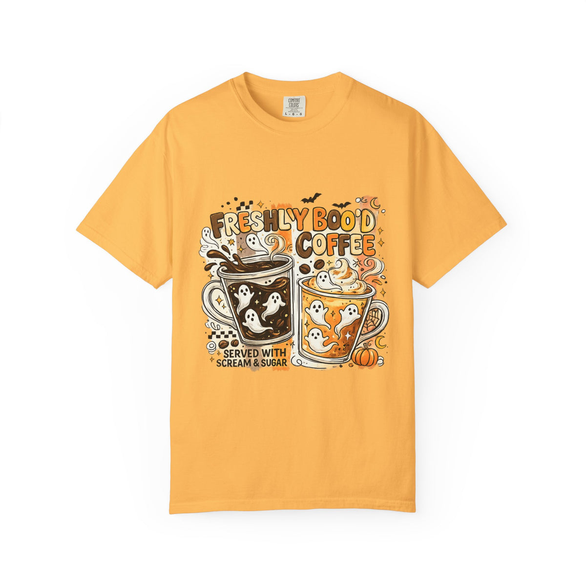 Coffee Tee — "Freshly Bood Coffee" Cute Ghost Latte Graphic T-Shirt
