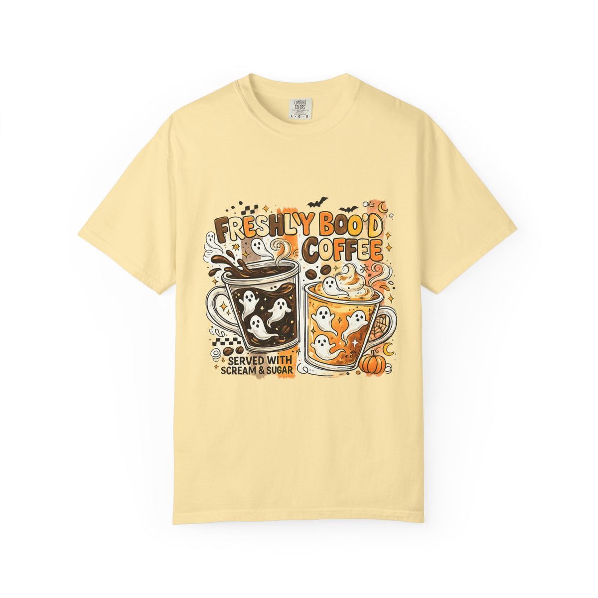 Coffee Tee — "Freshly Bood Coffee" Cute Ghost Latte Graphic T-Shirt