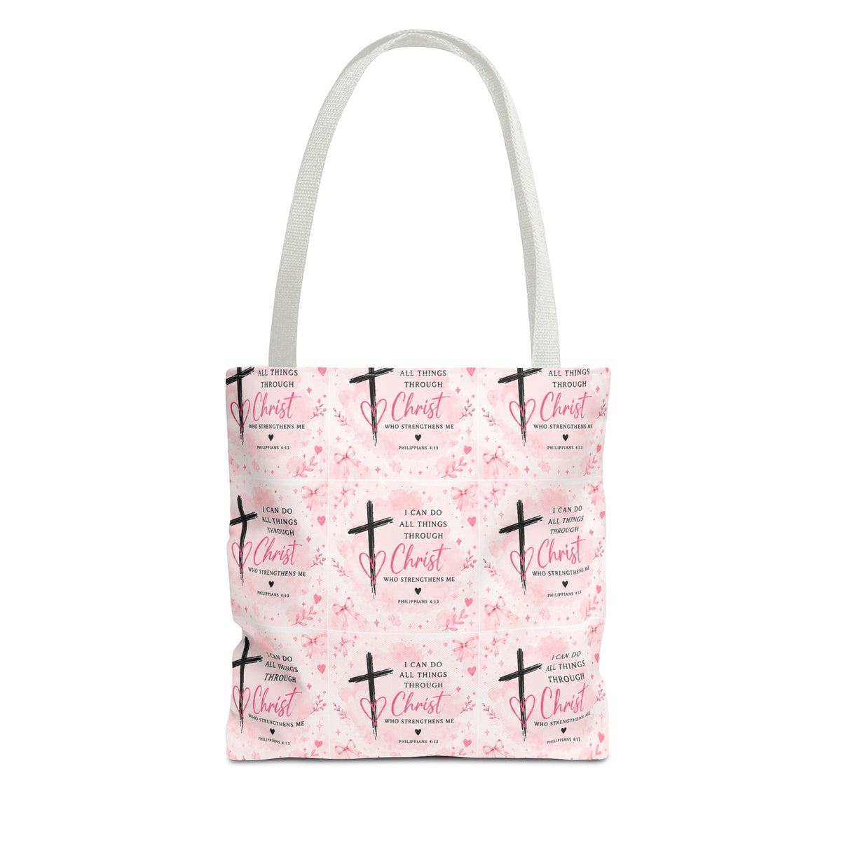 Faith Cross Pink Pattern Tote Bag