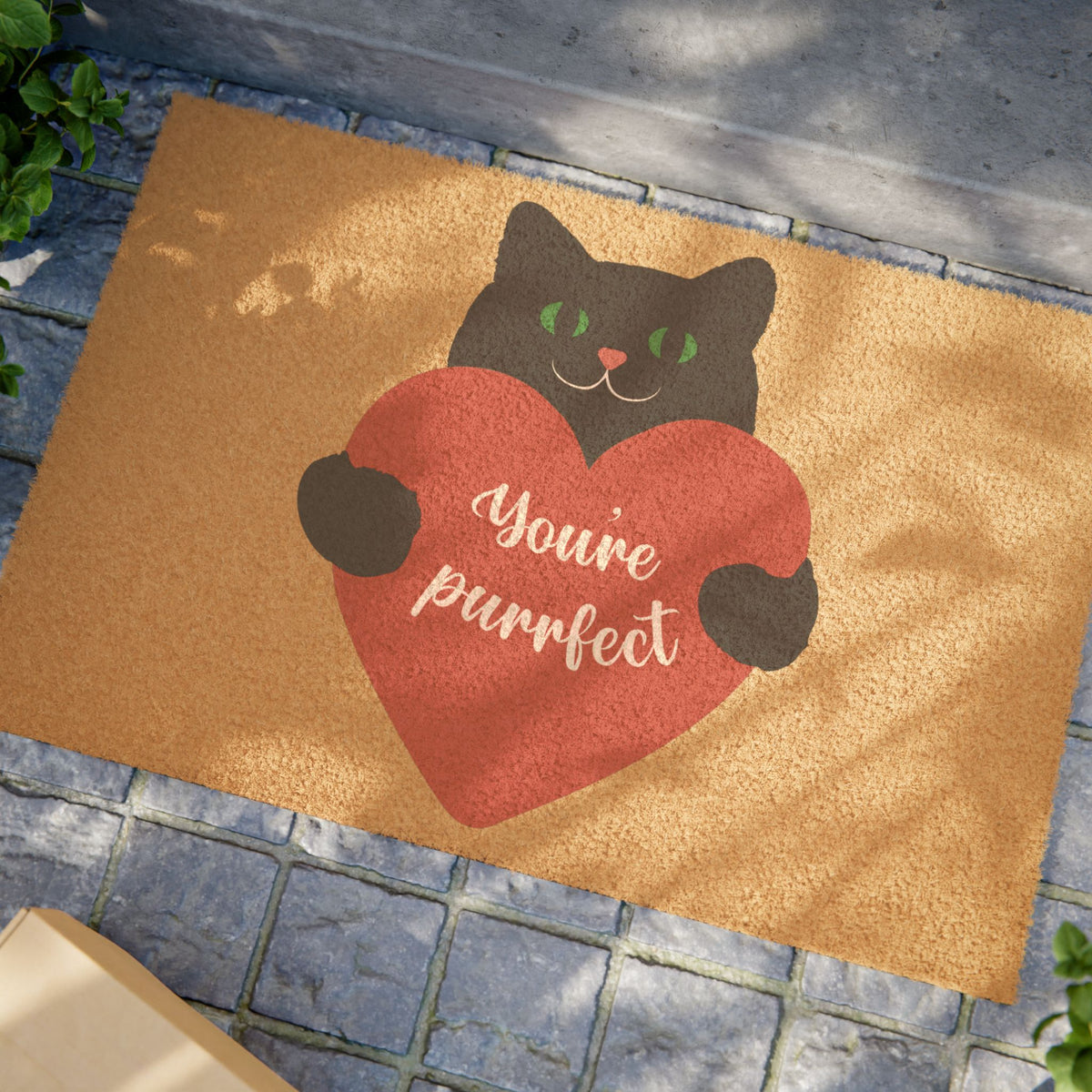 'You're Purrfect' Cat Heart Welcome Mat