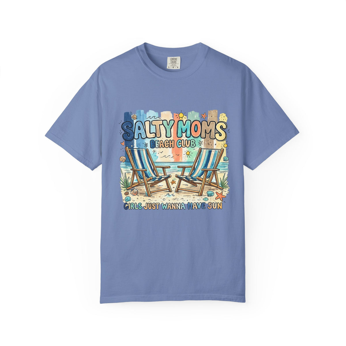 Salty Moms Beach Club T‑Shirt — 'Girls Just Wanna Have Sun' Casual Tee