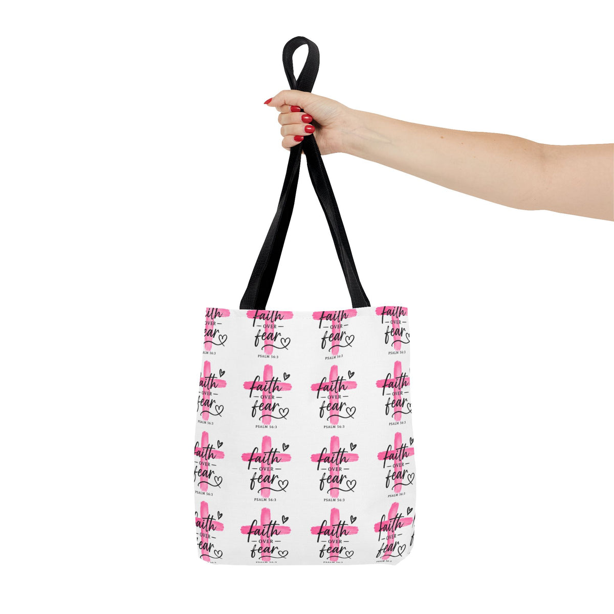 Faith Over Fear Pink Ribbon Tote Bag