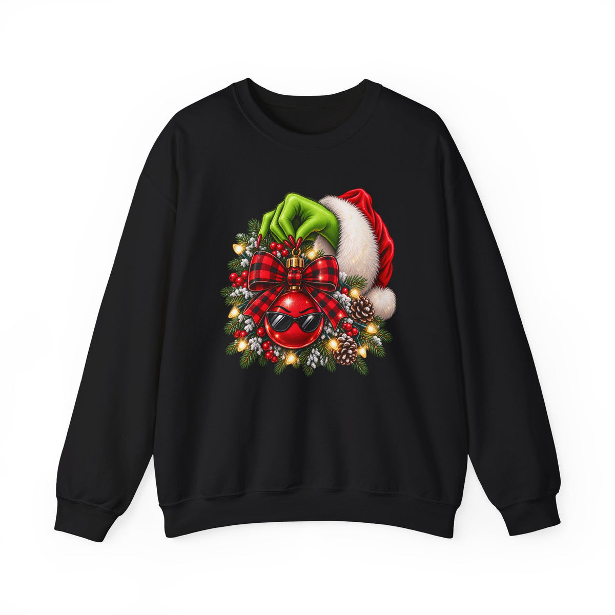 Grinch Santa Wreath Christmas Sweatshirt