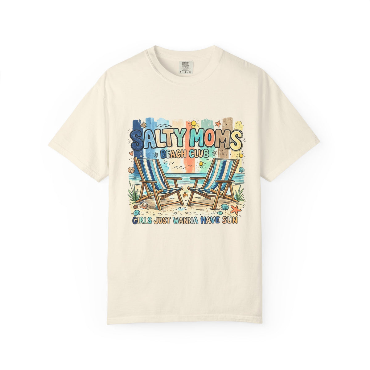 Salty Moms Beach Club T‑Shirt — 'Girls Just Wanna Have Sun' Casual Tee