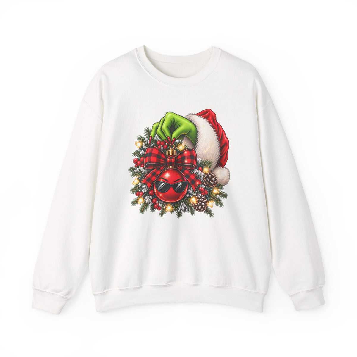 Grinch Santa Wreath Christmas Sweatshirt