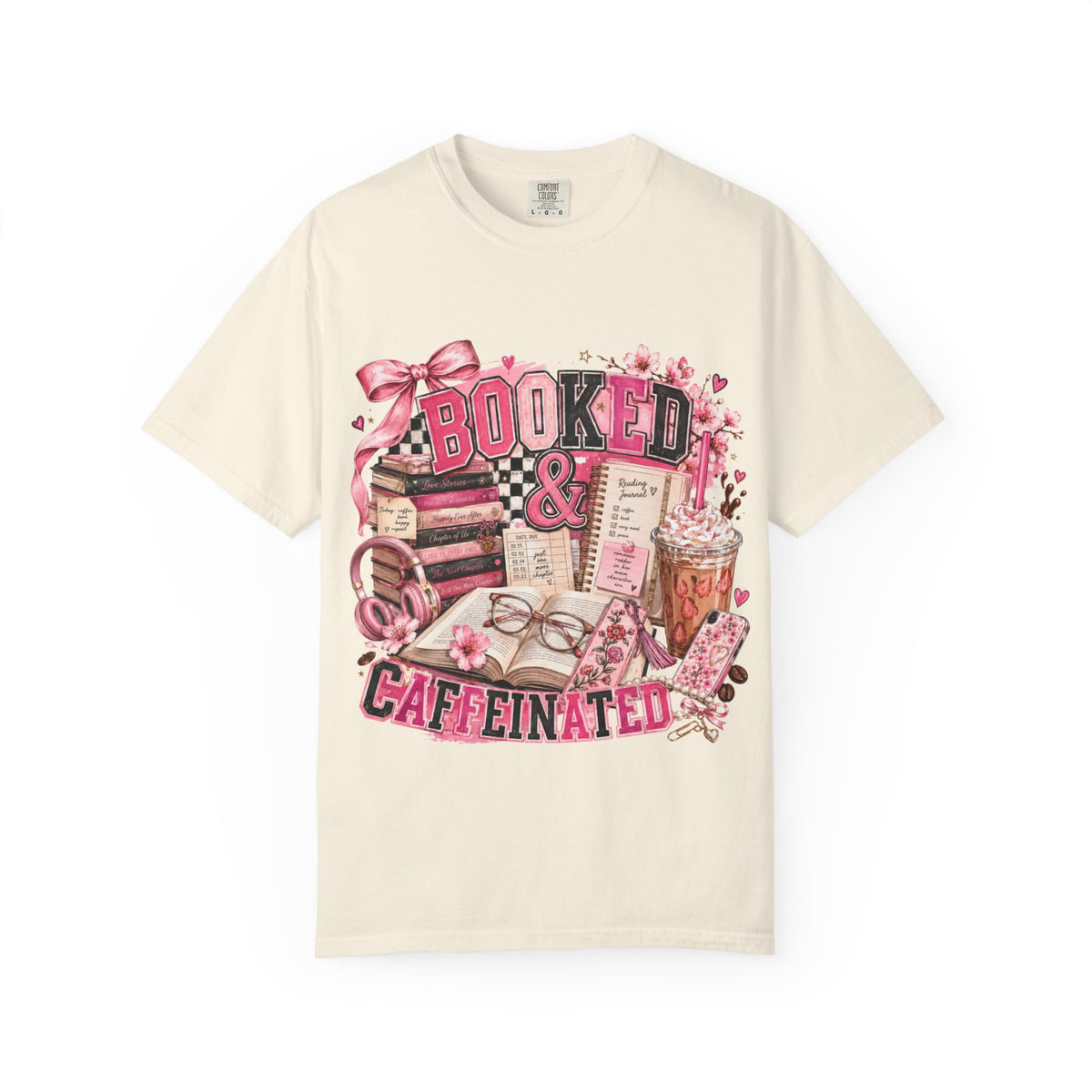 Booked & Caffeinated T-Shirt — Cozy Book Lover Coffee Tee