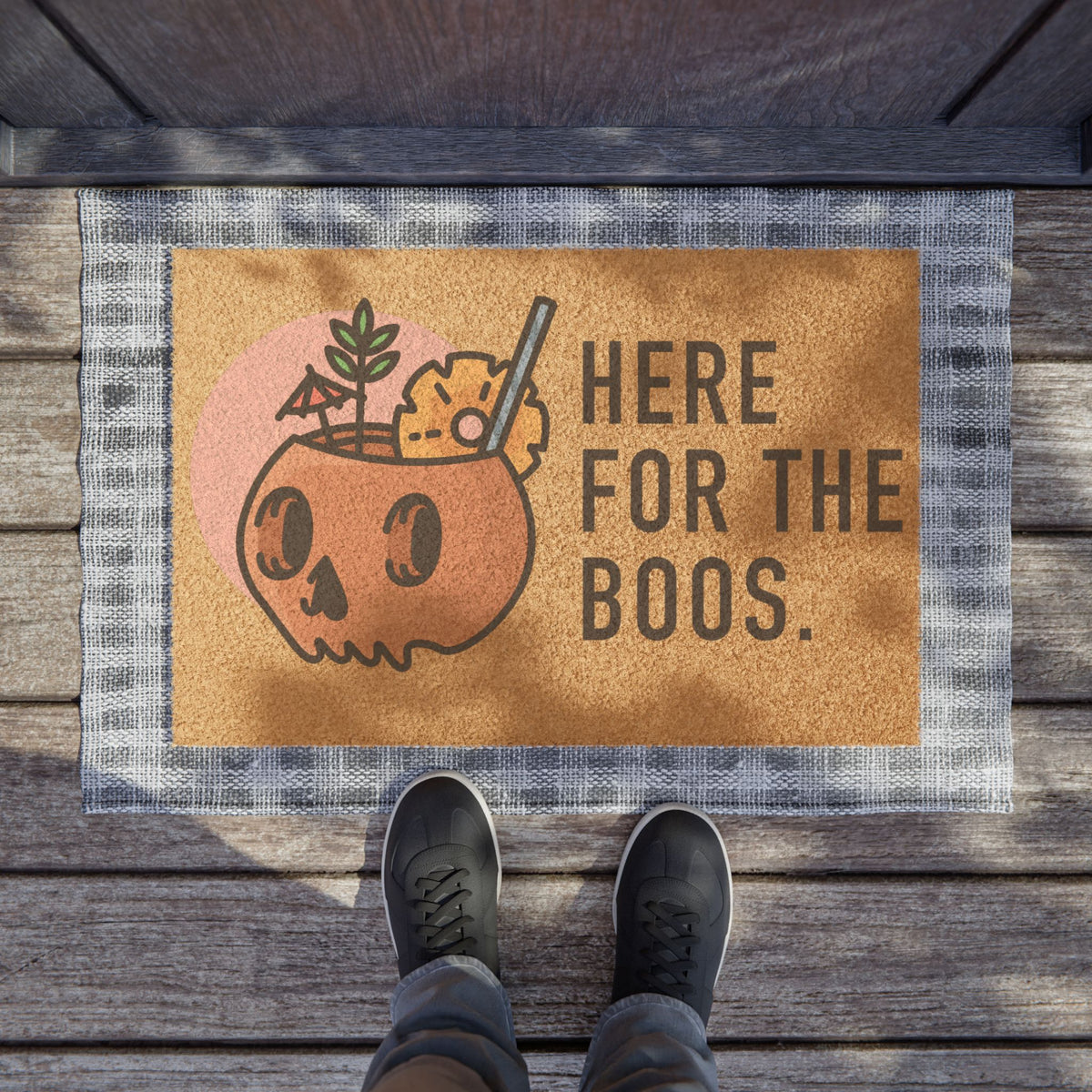 Funny Halloween Skull Welcome Mat