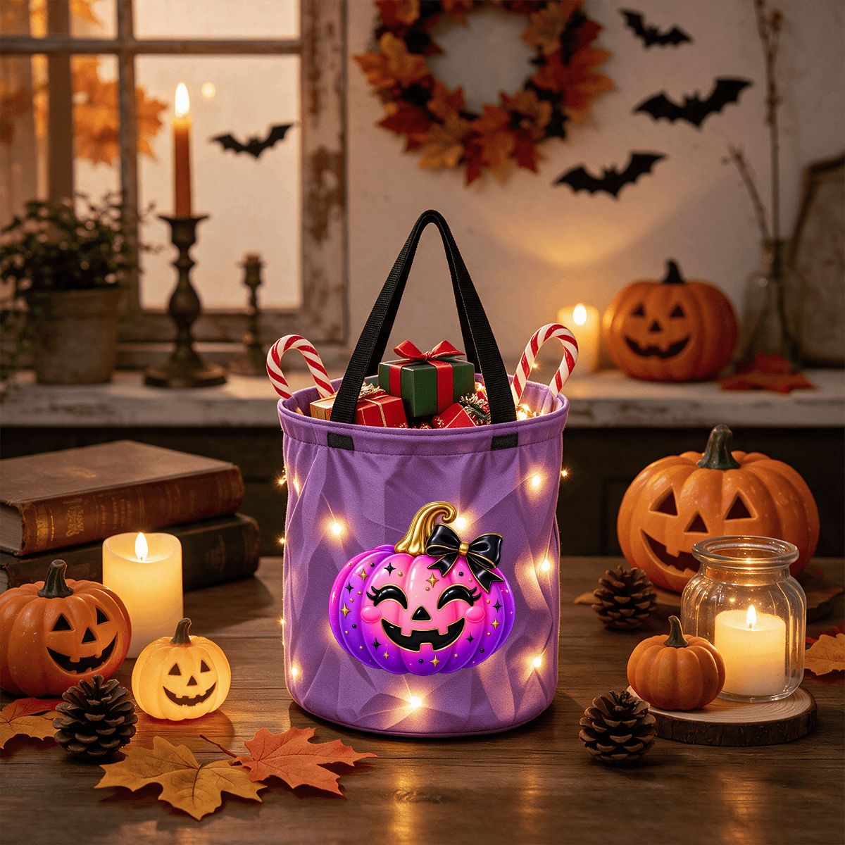 Light Up Halloween Basket- Ghost