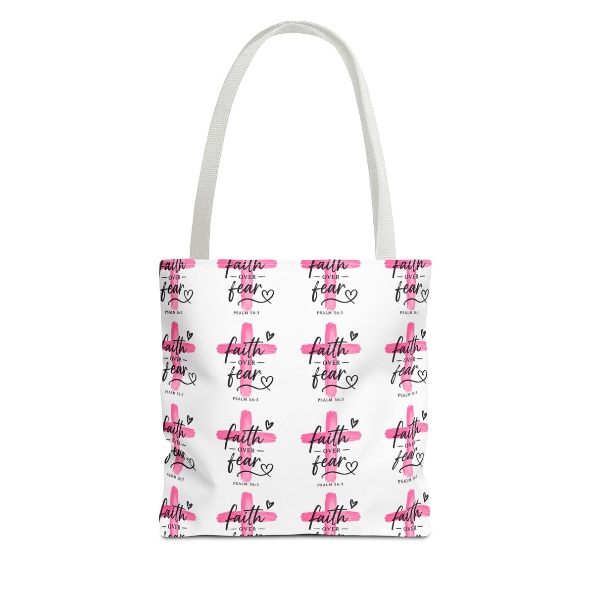 Faith Over Fear Pink Ribbon Tote Bag