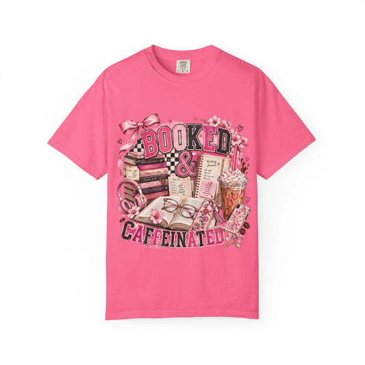 Booked & Caffeinated T-Shirt — Cozy Book Lover Coffee Tee