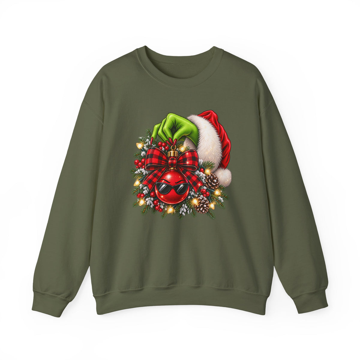 Grinch Santa Wreath Christmas Sweatshirt