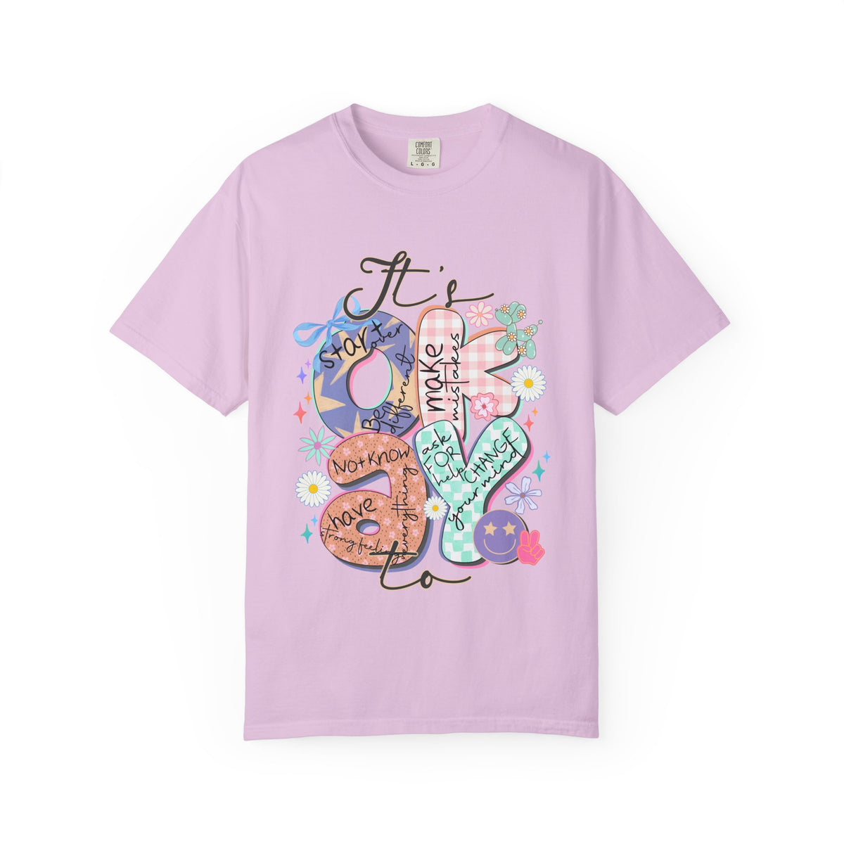 Positive Vibes Graphic T-Shirt — "It's OK to..." Inspirational Heart & Doodles Tee