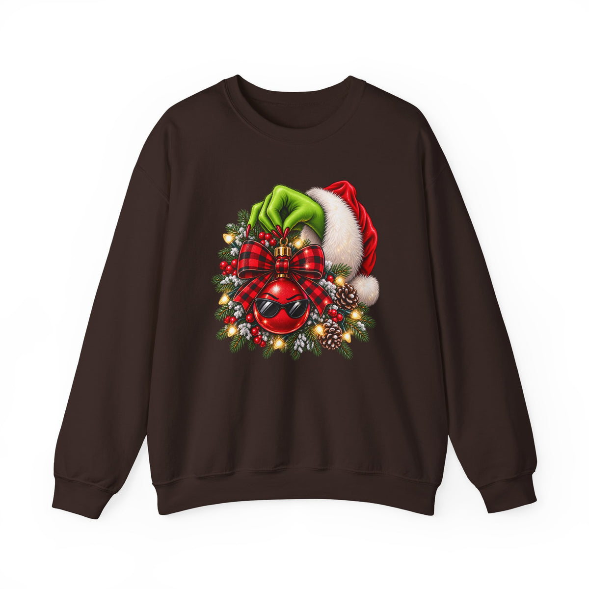 Grinch Santa Wreath Christmas Sweatshirt